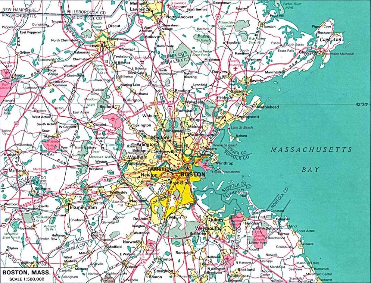 kartta suur Bostonin alueella