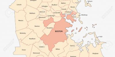 Kartta Bostonin alueella