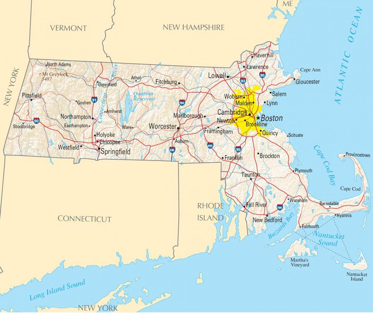 Boston amerikan kartta - Kartta Boston, usa (yhdysvallat)