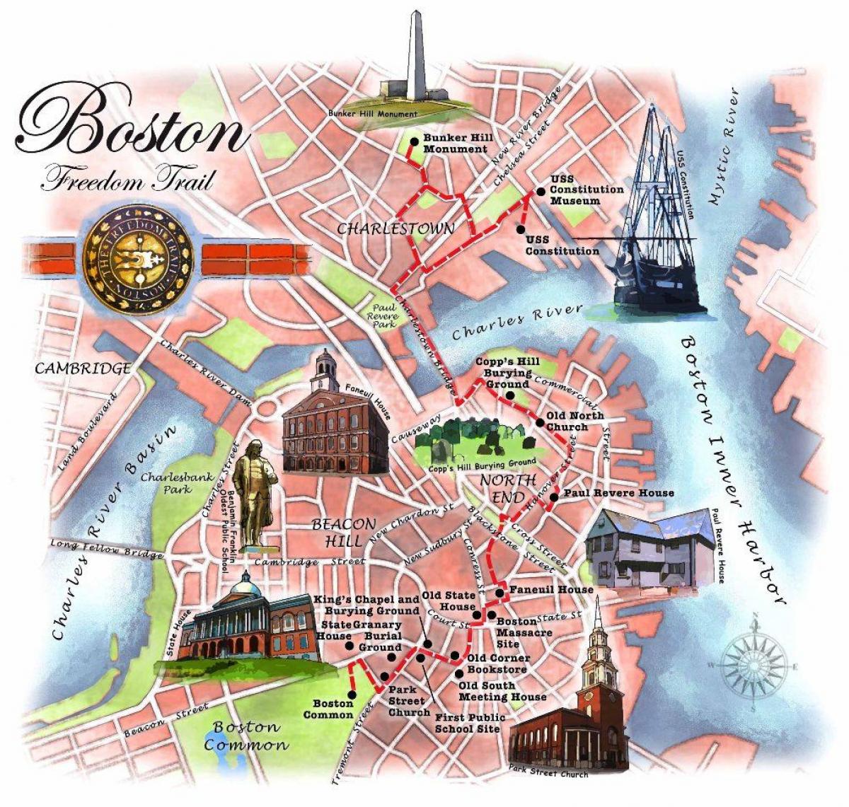 freedom trail kartta Boston