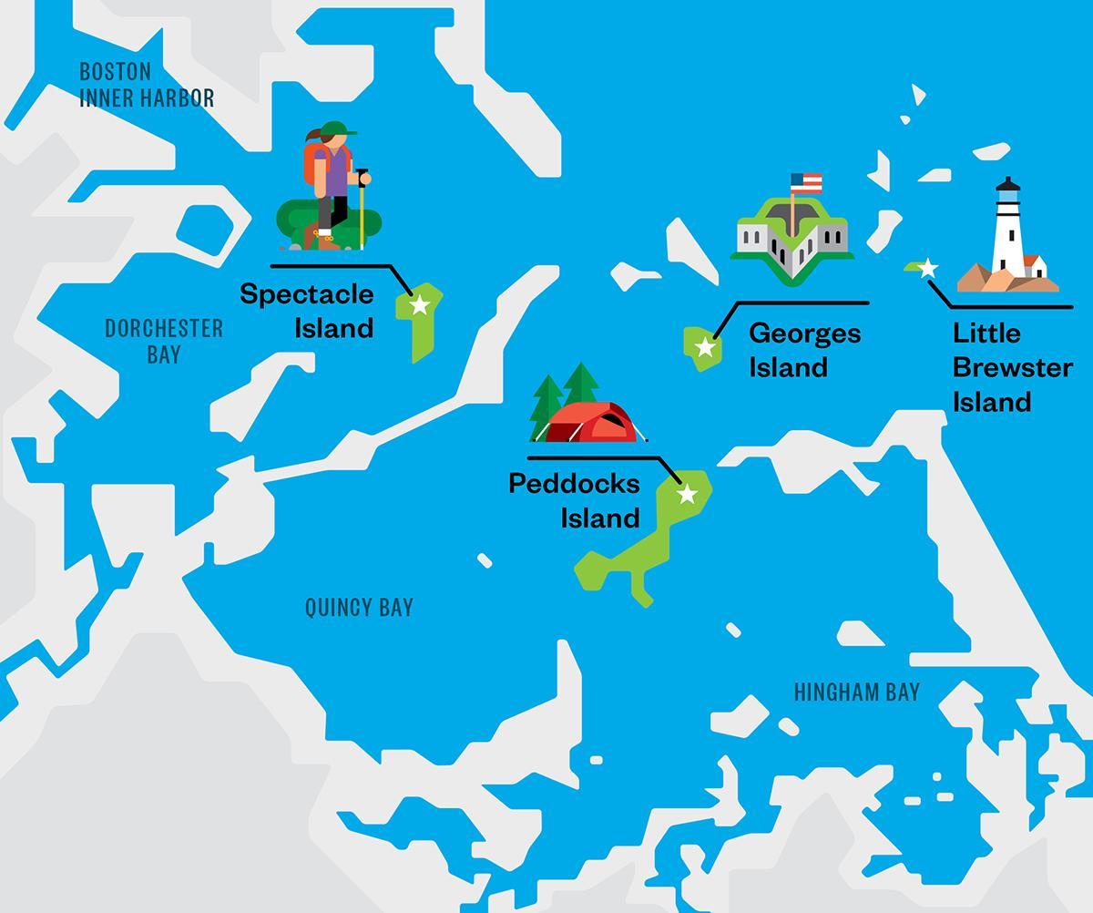 kartta Bostonin harbor islands