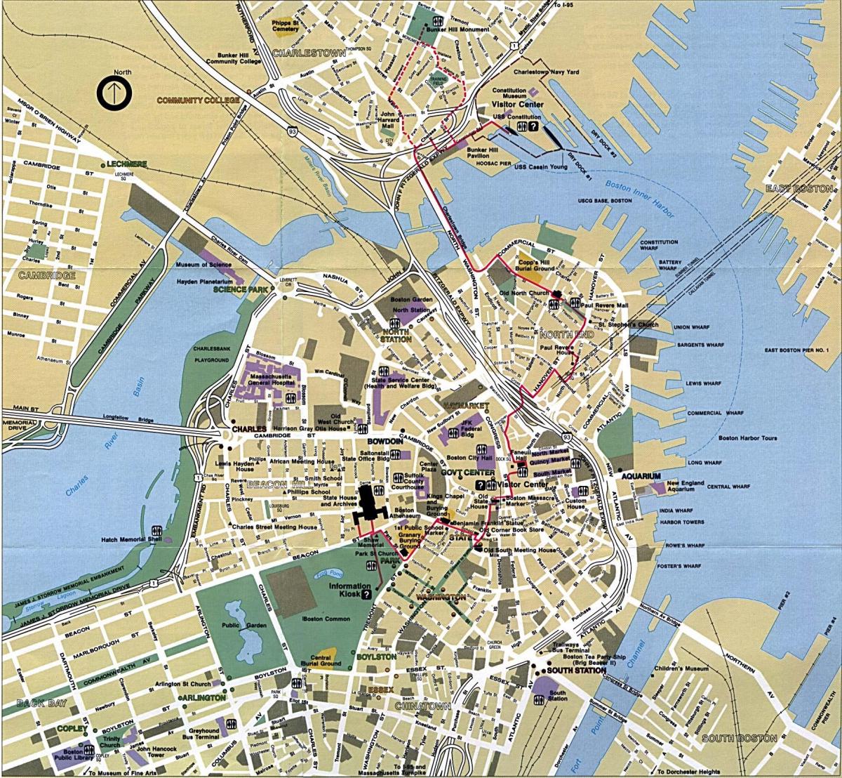 Bostonin kaupungin kartta