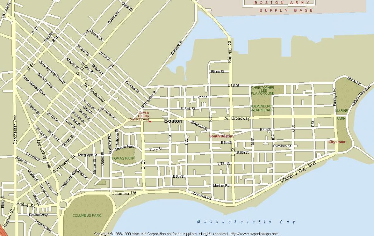 Boston ma kartta - Kartta Boston massa (yhdysvallat)