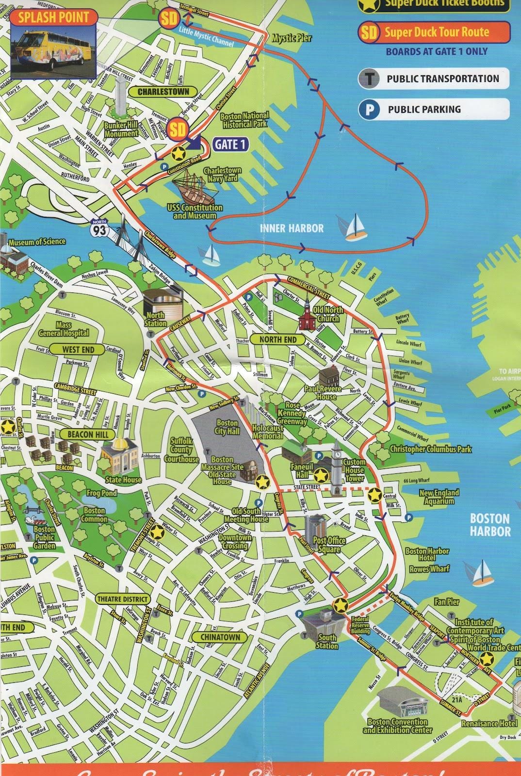 kartta Boston nähtävyydet