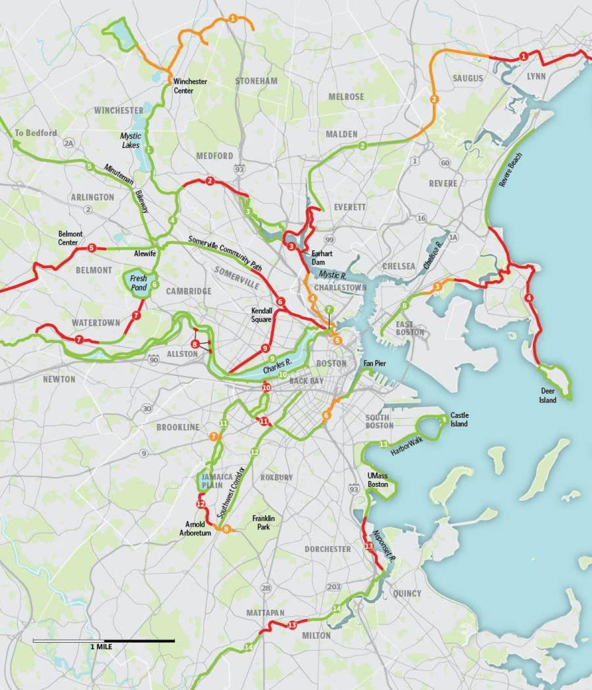 kartta Boston-pyörä