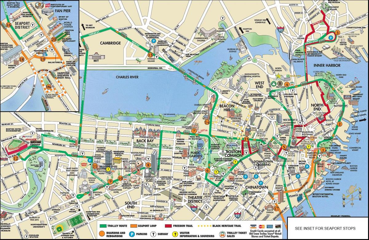 Boston trolley tours kartta