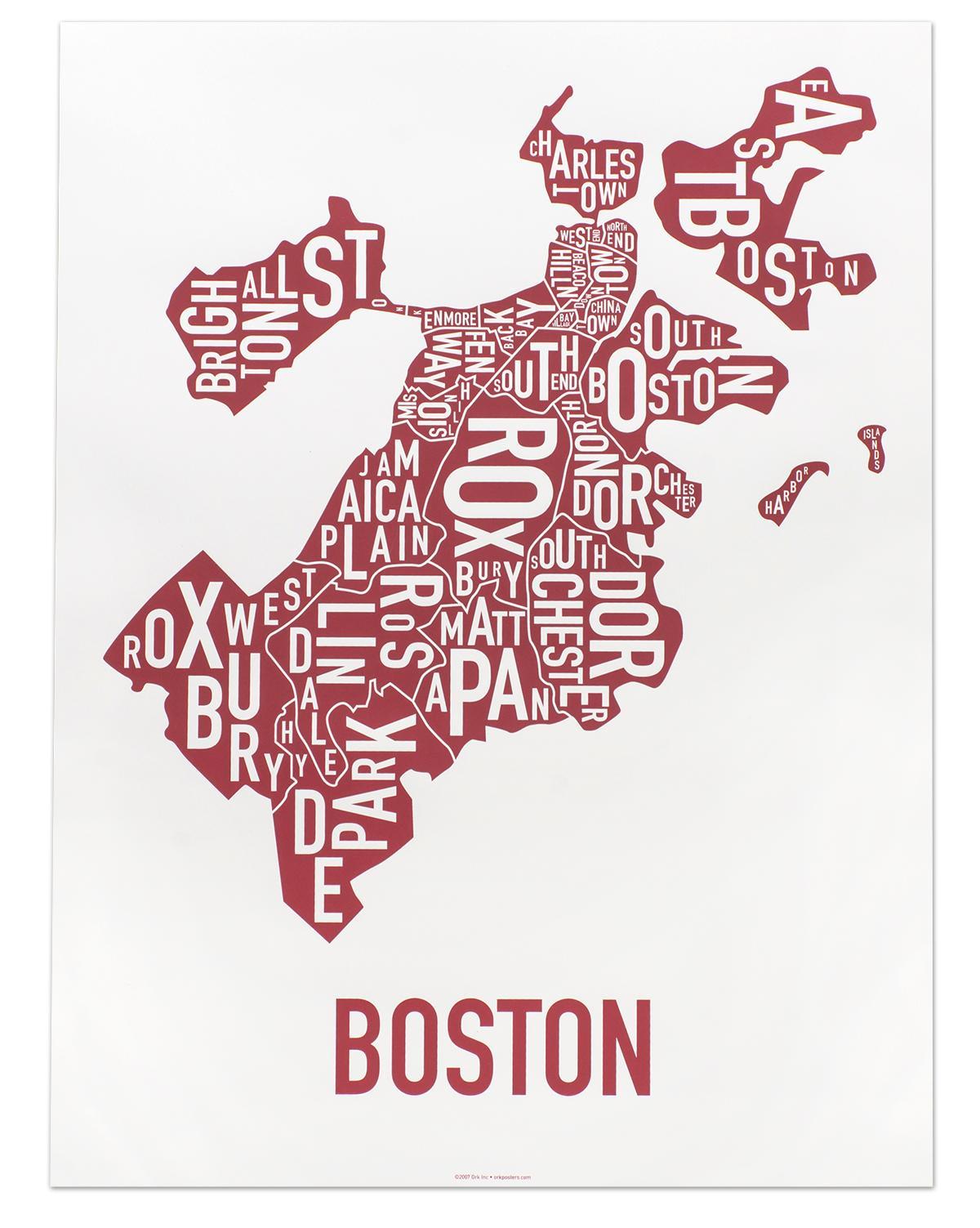 kaupungin Boston kartta