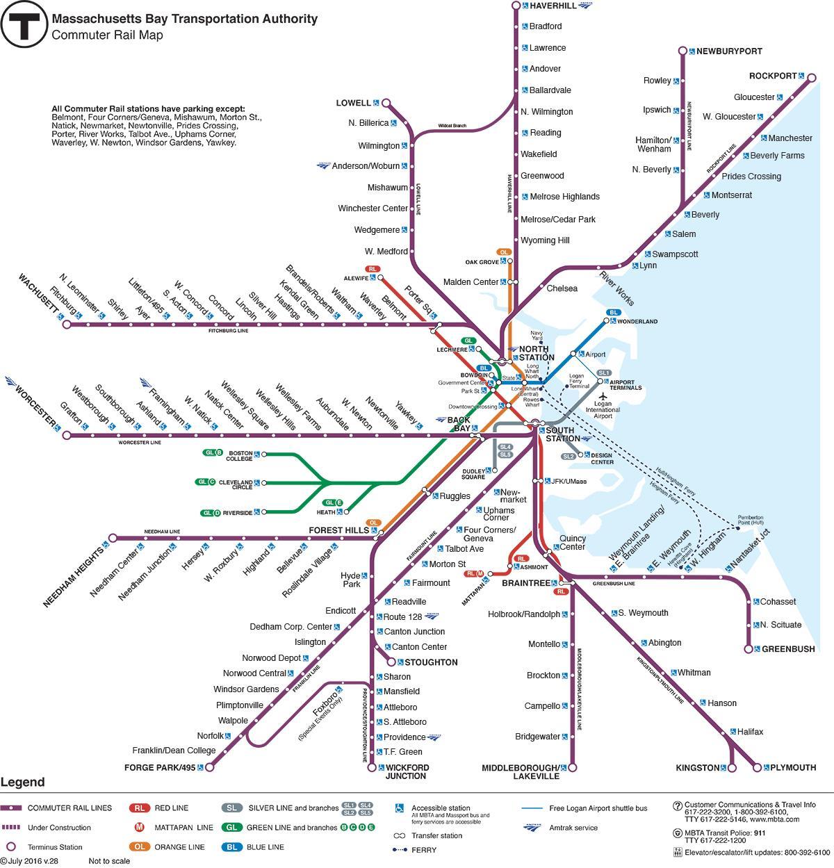 commuter rail kartta Boston