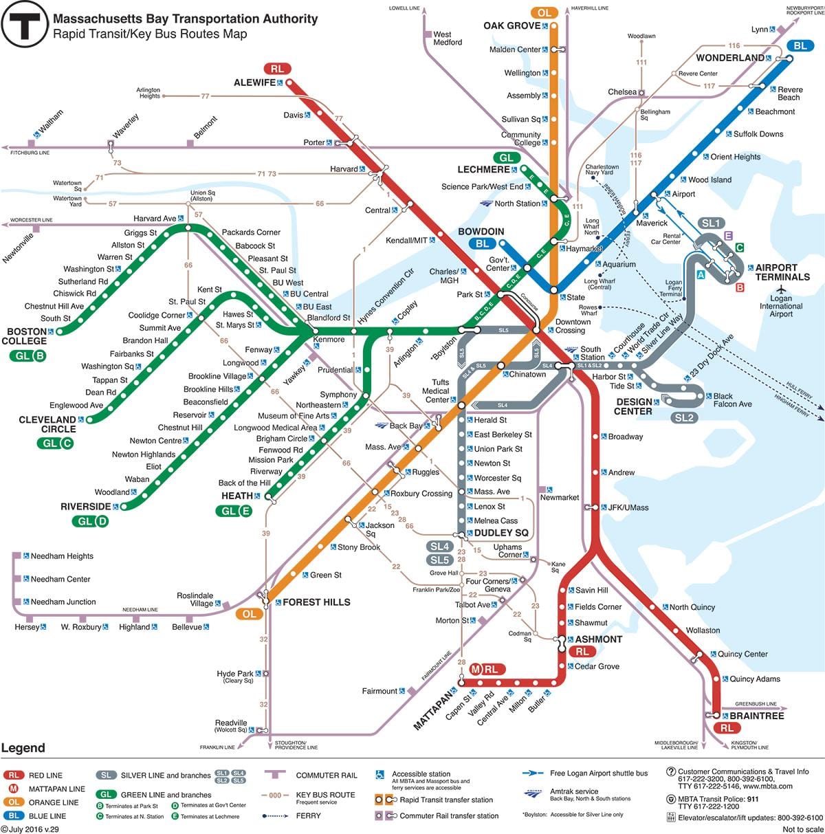 vihreä viiva kartalla Boston