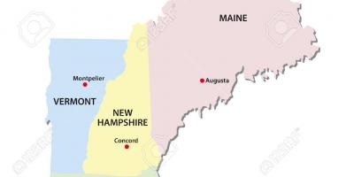Kartta New England valtioiden