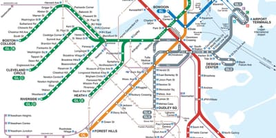 Vihreä viiva kartalla Boston